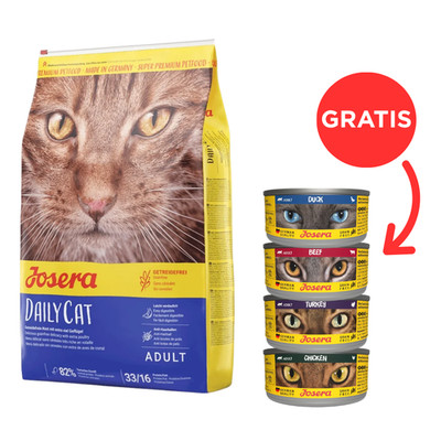 JOSERA Daily Cat Trockenfutter 10 kg + 4 Dosen GRATIS