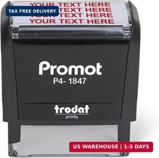 Promot Self Inking Custom Stamp - Up to 4 Lines of Personalized Text, Customized