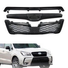 Front Bumper Grille Upper Black 3pcs Replacement For Forester 2014-2016