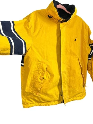Nautica Vintage 90s Yellow and Navy Reversible Sailing Windbreaker Jacket Size L image 6