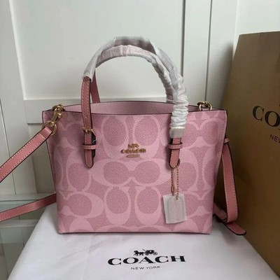 New COACH CAL50 Molly Tote Bag 25 Signature Canvas Powder Pink Crossbody Outlet