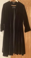 eskander black velvet duster coat fit up to chest 45? very fluid lined cotton VG