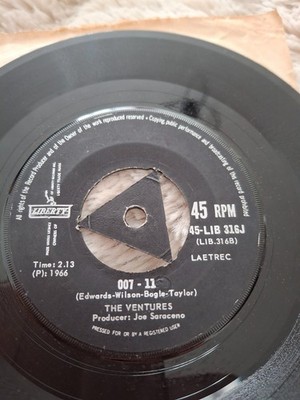 THE VENTURES Secret Agent Man / 007-011 - 1966 surf 7'' rare  triangle LIB316