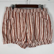 Old Navy Women  s Short Size Large High Rise Linen Horizontal Stripe