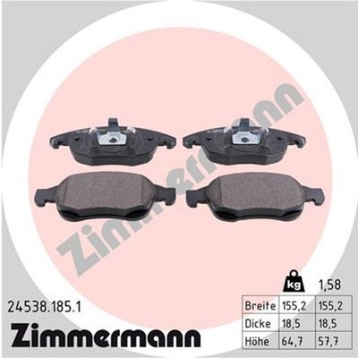 Bremsbelagsatz Scheibenbremse ZIMMERMANN 24538.185.1 für CITROËN DS DS4 5008 C4