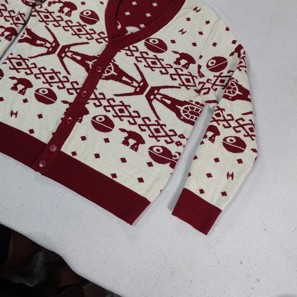 Suéter Star Wars Para Hombres XL Cárdigan Tejido Abotonado AT-AT Estrella de la Muerte Vacaciones Foto 2 de 4