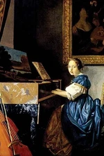 Dame on Spinet Johannes Vermeer Poster Print