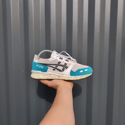 UK Asics Tiger Hyper Gel Lyte White Teal Blue Trainers