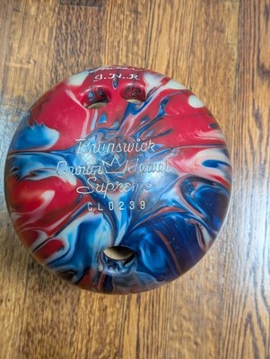 Brunswick Crown Jewel Supreme Bowling Ball Red White Blue Swirl Drilled 15lb 14o