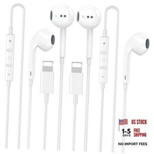 2 Pack Apple MFi Certified Wired Headphones for iPhone LWhite