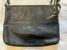 Fossil Black Pebbled Leather Purse Crossbody Z87266 Adjustable Strap 10x8