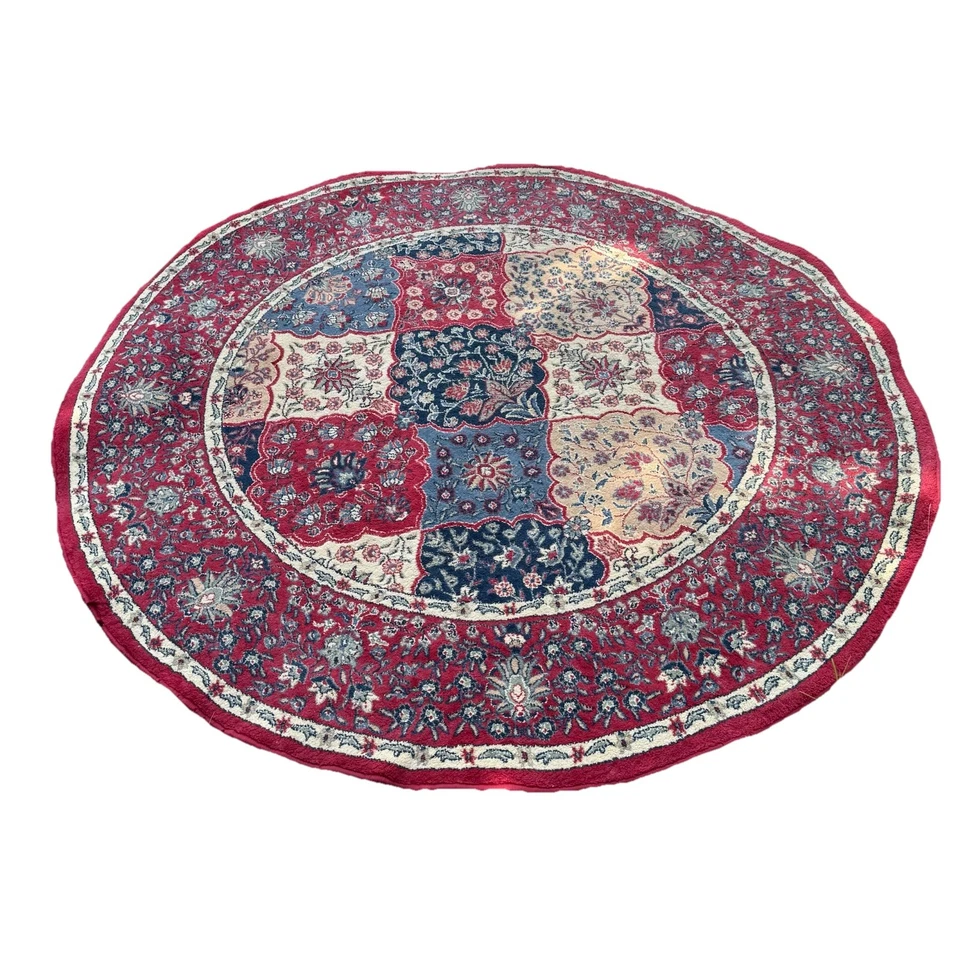 Turkish Round Rug, Red/Multi-Colored Design 5'-3" X 5'-3" Vintage Rug, Anatolian - Image 2 of 4