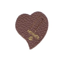 Hermes Petit h Leather Heart Charm Brown Ladies