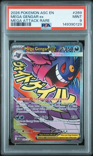 2026 POKEMON ASC EN-ASCENDED HEROES MEGA ATTACK RARE #269 MEGA GENGAR EX PSA 9