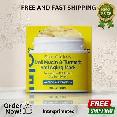 SeoulCeuticals Korean Face Mask Skin Care - Snail Mucin Turmeric Mask for Fac...
