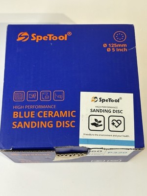 SpeTool Blue Ceramic Sanding Discs 125mm P320   High Performance 60 Pack