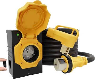 #ad 50AMP 25FT Generator Cord with Pre drilled Power Inlet Box 50 Amp 4 Prong..... $205.99