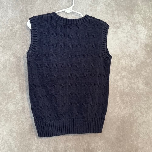 Vintage 90’s Polo Ralph Lauren Cable Knit Sweater Vest Vneck Boys Size 6 Blue - Picture 3 of 4