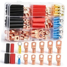 /Copper Wire Lugs AWG 2 4 6 8 10 12 14 16 Gauge Battery Cable Ends,Ring 130PCS
