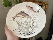 Vintage Johnson Bros. Made in England Pink FISH Oval Dinner Plate Design No. 3
