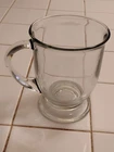 Vintage MCM Anchor Hocking Large Footed Clear Glass Coffee Tea Mug 16 Ounces