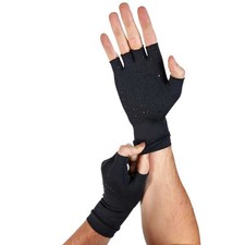 Tommie Copper Core Compression Half Finger Gloves, Black, Unisex Sz Medium, NWT