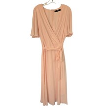 Lauren Ralph Lauren Belted Georgette Soft Pink Midi Dress Size 12