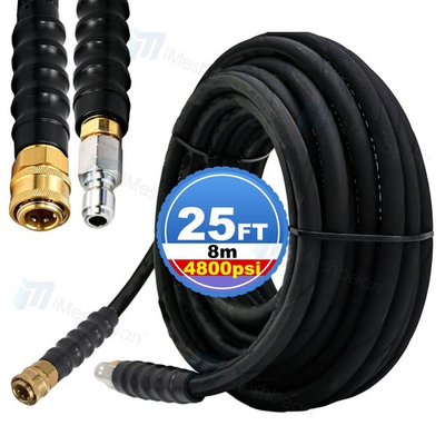 #ad High Pressure Washer Machine Hose 4800 PSI 25 FT Steel Wire Braid Non Marking $44.99