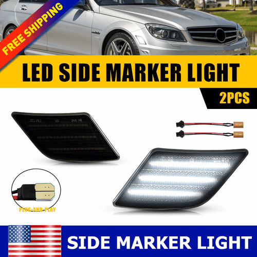Fits 08-11 Mercedes Benz W204 C-Class Smoked White LED Bumper Side Marker Lights - Bild 2 von 24