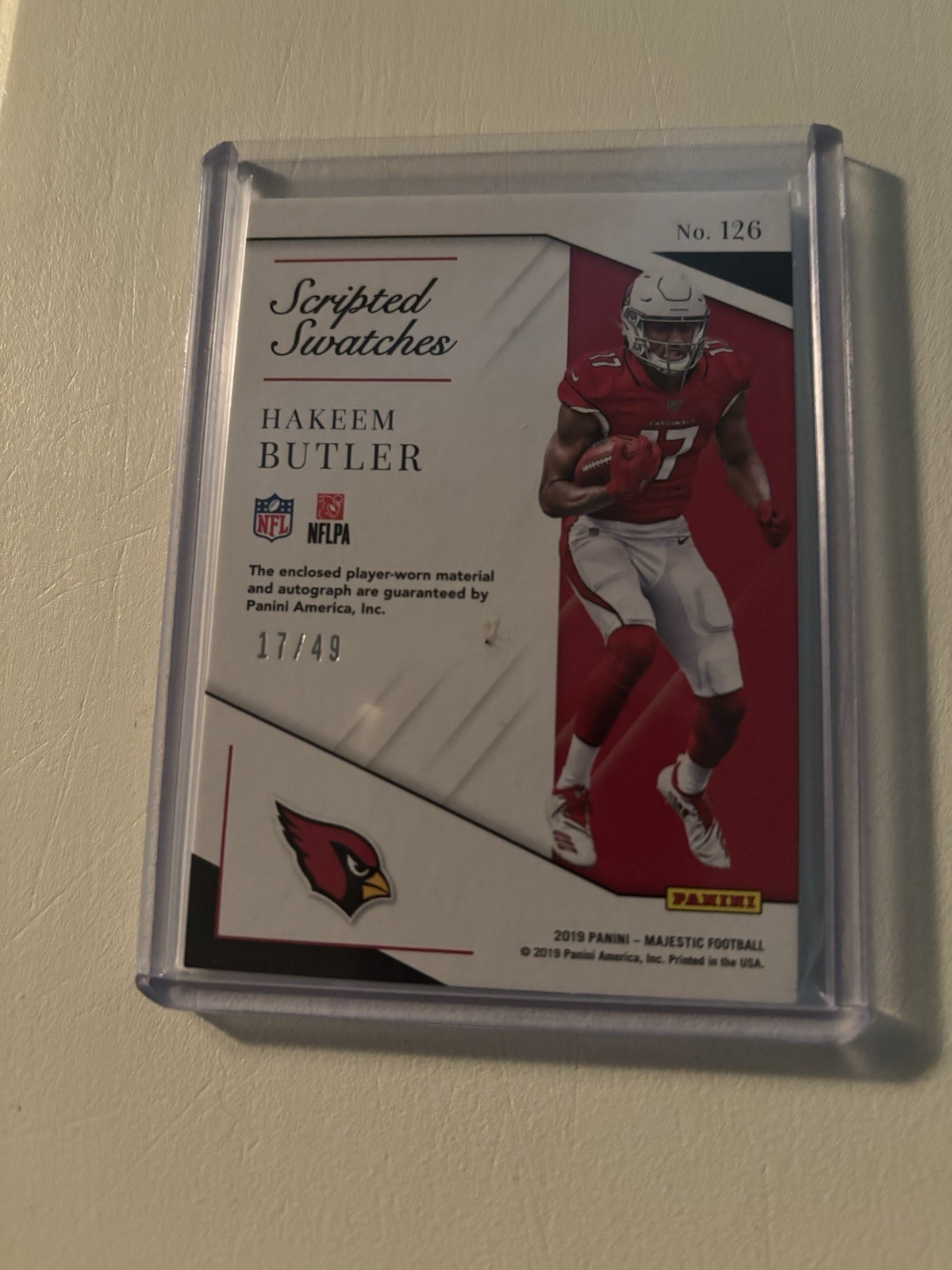 2019 Majestic Football Hakeem Butler Rookie Scripted Swatches Auto Card/49 1/1 view 2