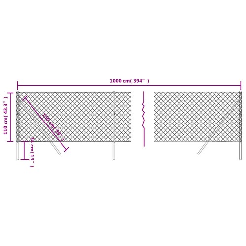 Chain Link Fence Green 1.1x10 m vidaXL - Picture 5 of 5