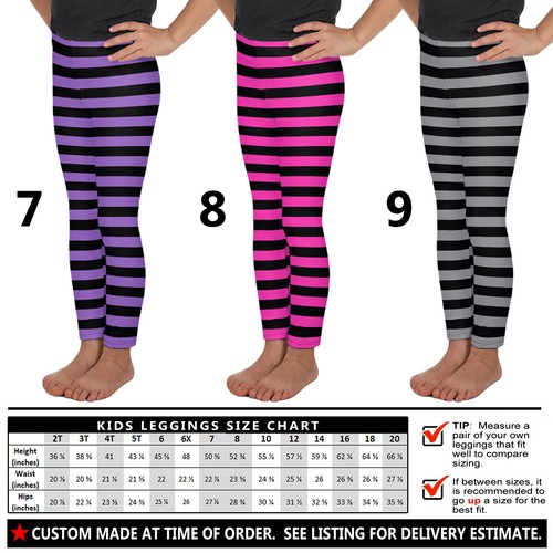 Kids Halloween Leggings #5 - Baby Girls Boys Teens Colorful Stripes Costume Gift - Picture 24 of 30