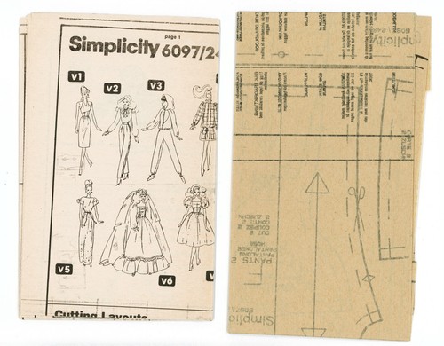 SIMPLICITY VINTAGE ORIGINAL SEWING PATTERN 6097 11½” BARBIE FASHION DOLL CLOTHES - Picture 6 of 7