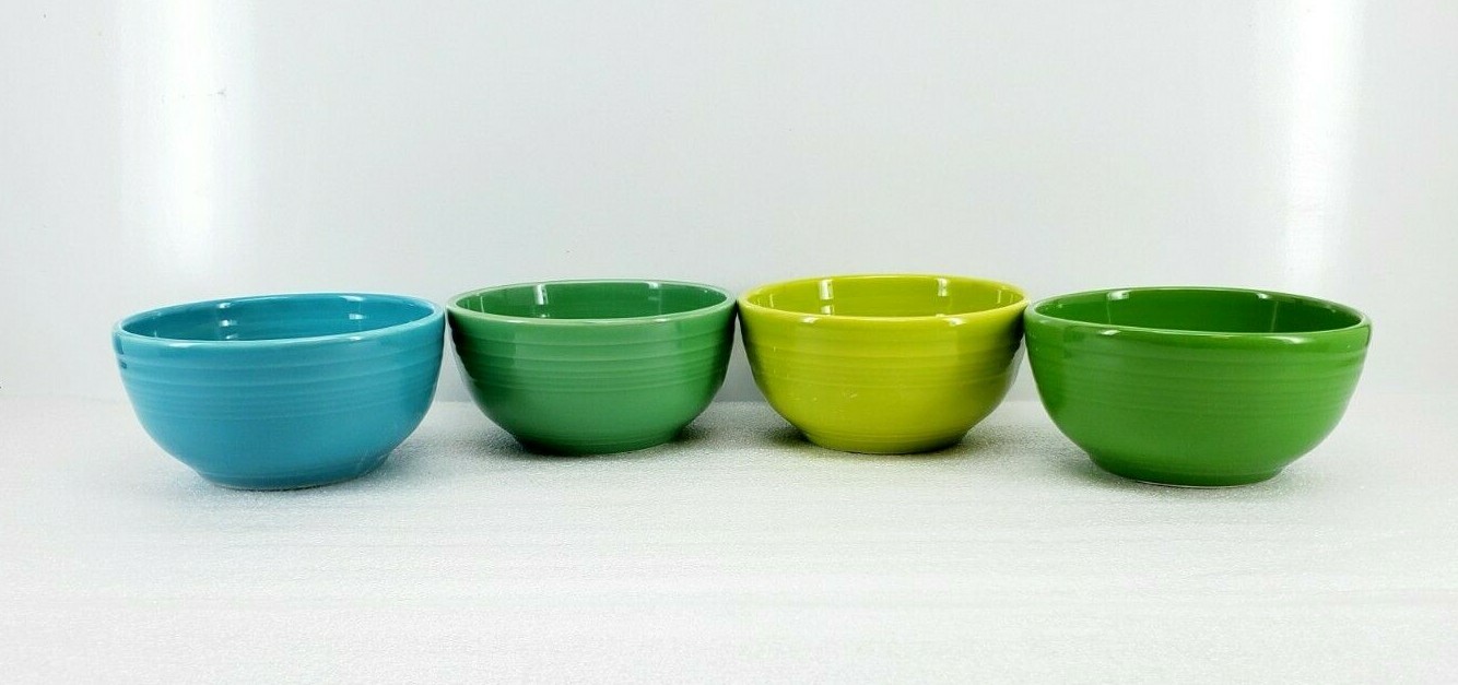 set 4 Small Bistro BOWLS turquoise meadow lemongrass shamroc
