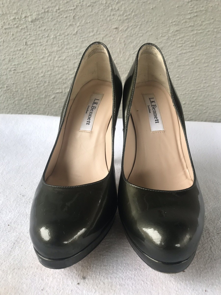 新品未使用　L.K. Bennett ベージュ エナメル　パンプス 36 L.K. LK Bennett London 36 US 5.5 Women Olive Leather Pumps