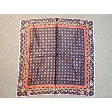 Vintage Scarf Silky Gold Chain Blue Red Gold Square Chic Classy Boho
