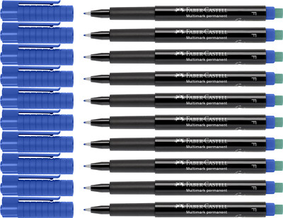 Faber-Castell Stifte Multimark 10 Stk. permanent schwarz/blau F wasserfest
