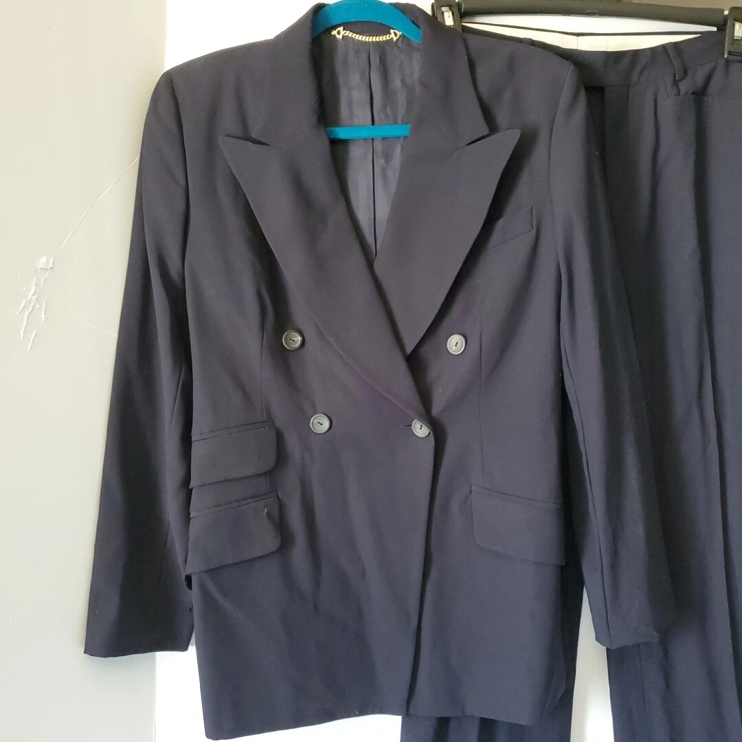 Pantaloni vintage GUCCI blu scuro lana vergine pile lana vergine Wm taglia 44 su misura DANNEGGIATI