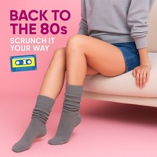 Gray Women  s Slouch Socks Cotton Knee High Scrunch Boot Warm Cozy All Season