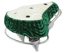10" LONG F R ORIGINAL LOWRIDER BICYCLE CRUISER BUTTON VELOUR SADDLE GREEN/WHITE