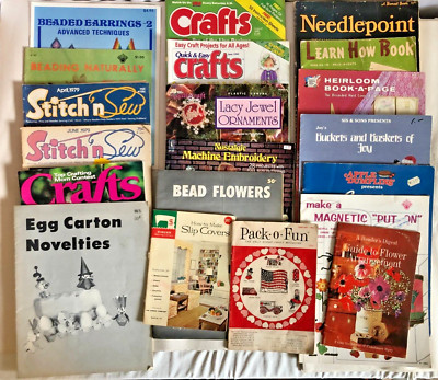 Lot of 20 Vintage Crafts Books Leaflets Magazines Many Projects