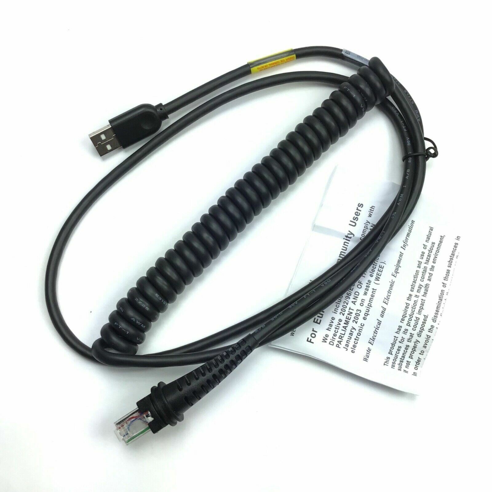 Honeywell CBL-500-300-C00 / USB Black Coiled Cable Type A USB to RJ / 9.84 Ft