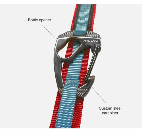 Kurgo Quantum Red Blue Crossbody Waist Belt Hands Free Reflective Dog Leash - Picture 5 of 11