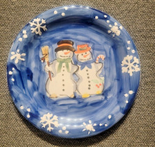 Assiette de table couple neige illimité bonhomme de neige vacances PEINTE MAIN