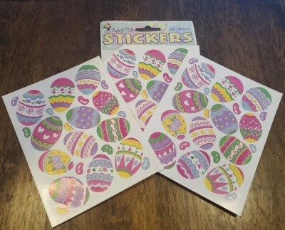 Vintage 1980 s Easter Egg Stickers The Paper Magic Co Color Clings 3 sheets 36p