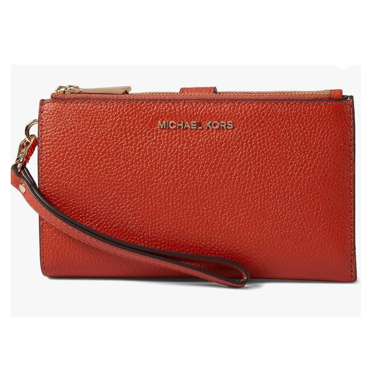 Michael Kors Adele Leather Smartphone Wallet Wristlet Deep Orange