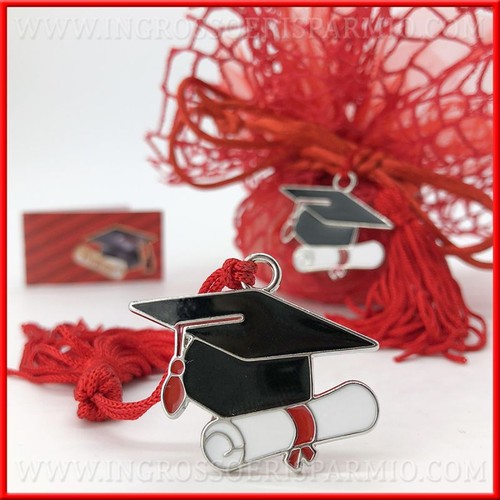 CIONDOLO IN METALLO ZAMA CAPPELLO LAUREA NERO APPLICAZIONI BOMBONIERE  ONLINE | eBay