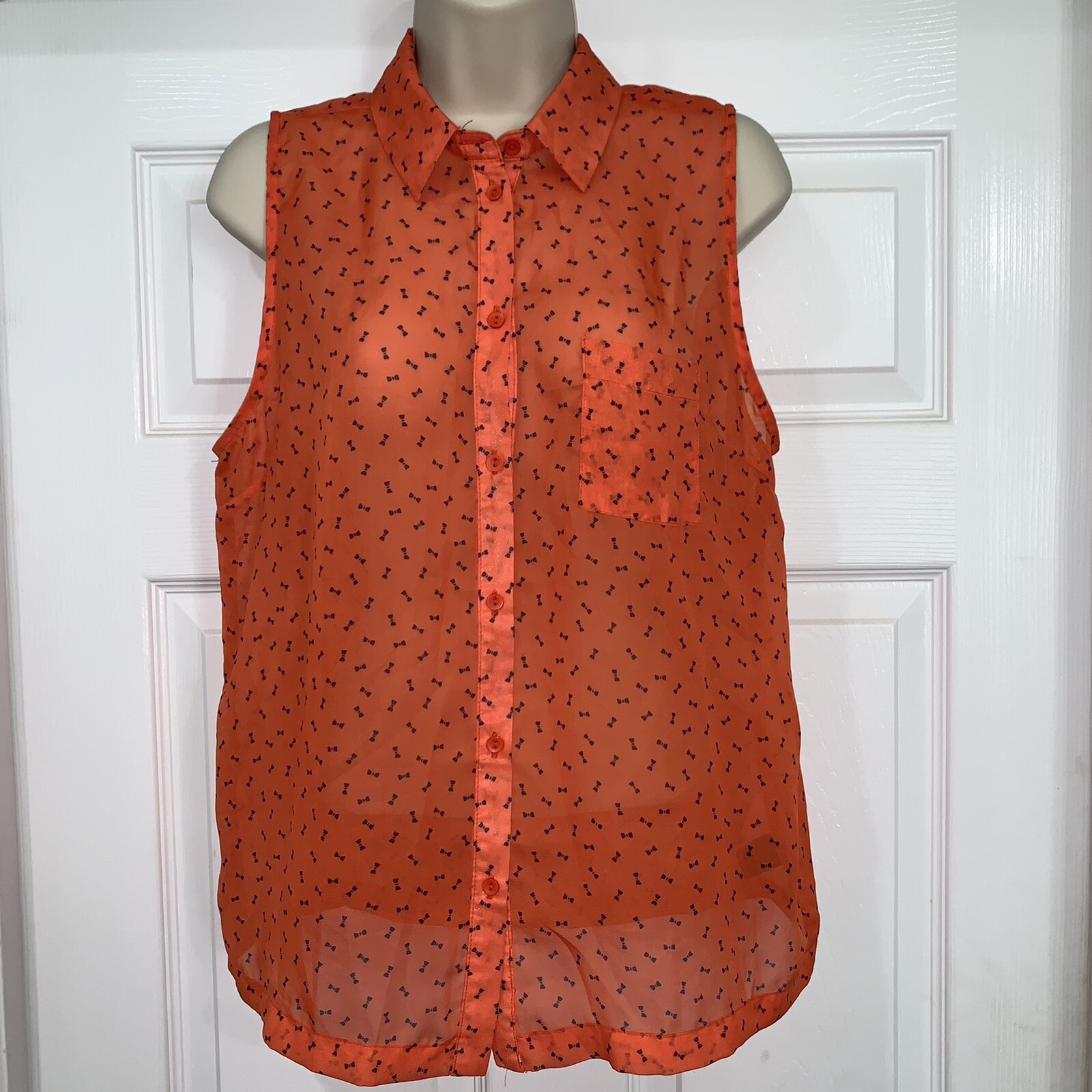 Timing Translucent Bow Tie Design Collared Shirt - image 2