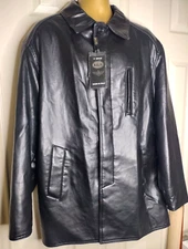 Reportage RGA Italian Black PU Leather Jacket w Tag Men's Size XXL Made in Italy