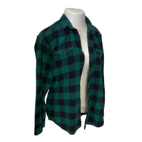 Upcycled Flannel Shirt Womens XL Shacket Lucky Grunge St Patricks Day Green Art - Picture 10 of 17